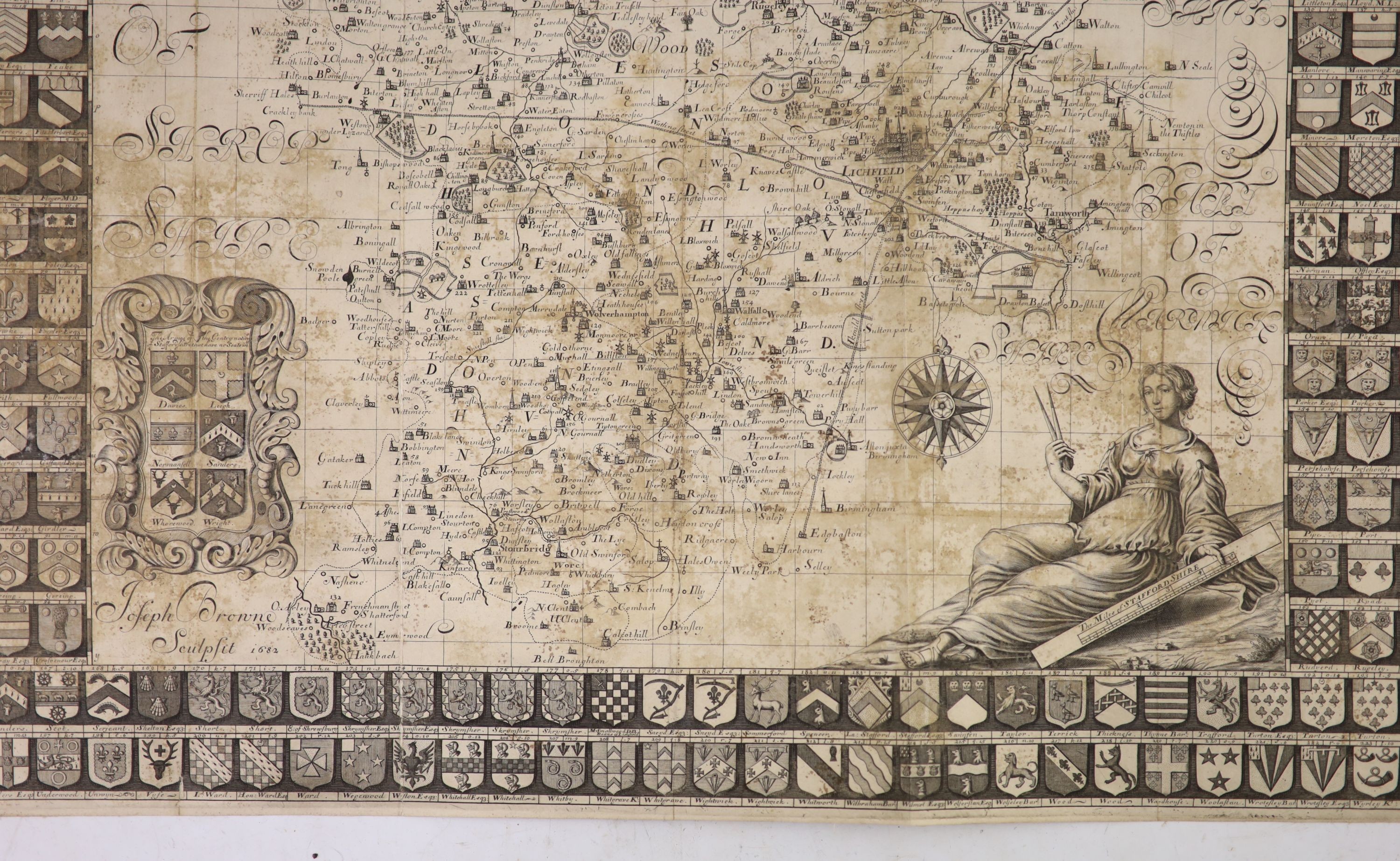 Plot, Robert - The Natural History of Staffordshire, 1st edition, folio, rebound calf by W.Pratt, with engraved title, folding map 63.5 x 54cms. (detached and badly stained) and 37 plates, 25 double paged, Oxford, 1686